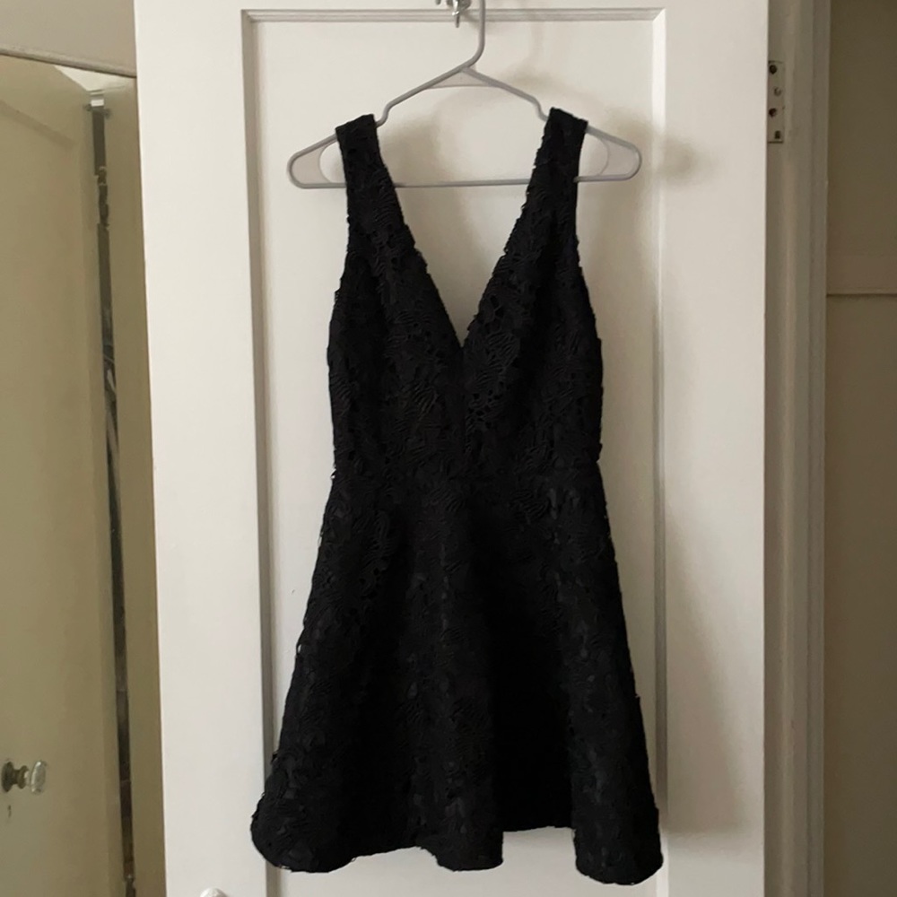 Sam Edelman Black Lace A-Line Dress Open Back - 6
